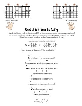 Preview of Guitar (Standard Tuning) Question Words Song