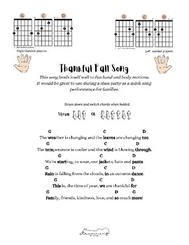 Preview of Guitar (Standard Tuning Right Hand) Thankful Fall Song