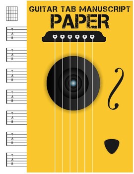 Preview of Guitar Tab Manuscript Paper 7 Blank Chord Diagrams Seven 6-Line Staves