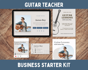 Preview of Guitar Teacher Business Starter Kit: Website, Flyers, Business Cards, IG Posts