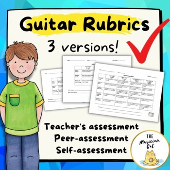 Preview of Guitar Test Rubrics for Grading and Assessment! ( 3 versions )
