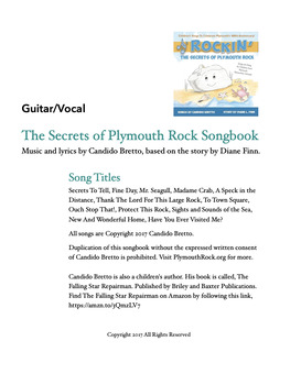 Preview of Guitar Vocal Sheet Music for the play Rockin The Secrets of Plymouth Rock