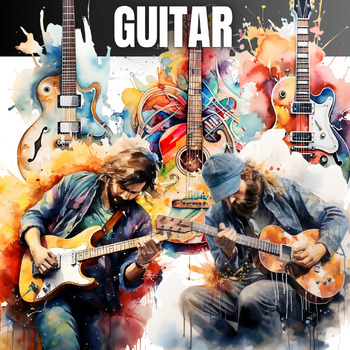 Preview of Guitar Watercolor ClipArt - Clip Art - Commercial use - Instruments ClipArt