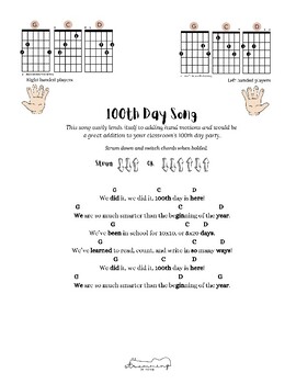 Preview of Guitar (Standard Tuning) 100th Day of School song/chant with chords