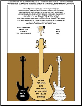 Preview of Guitars Sheet Music You Rock Dad Happy Fathers Day Card Printable