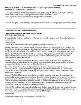 Gulf of Tonkin Resolution Primary Source Worksheet by Mr G's Classroom