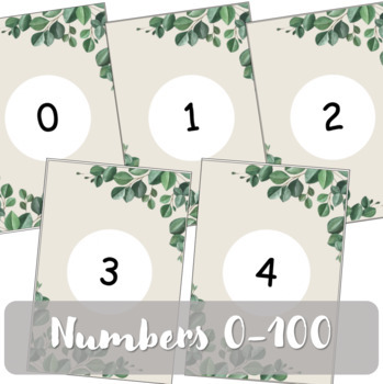 Preview of Gum Leaf Number Cards (0-100)