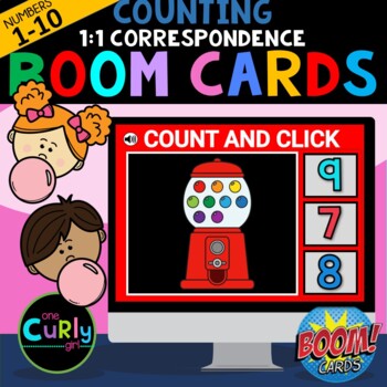 Preview of Gumball Count BOOM CARD One to One Number Correspondence