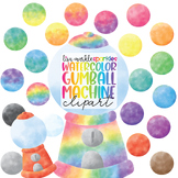 Gumball Machine Clipart Watercolor Rainbow - Candy Bubble 