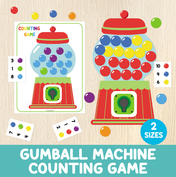Preview of Gumball Machine Counting Game, Counting Activity, Numbers, Task Cards, Math