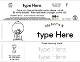Gumball Machine - Editable Name Booklet w/ Beginning Lette