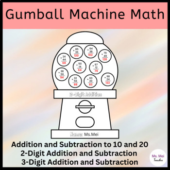 Preview of Gumball Machine Math Crafts - Addition and Subtraction