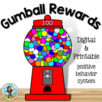 Printed with Child's Name Kids Gumball Behavior Chart Reward Positive Behavior 