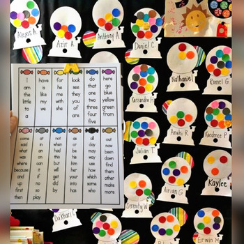 Preview of Gumball Machine Sight Word Data Wall (90 word option and 200 word option)