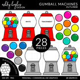 Gumball Machines Clipart - Outlined