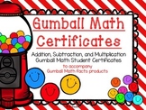 Gumball Math Student Achievement Certificates