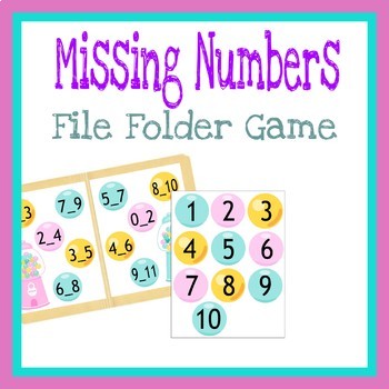 Preview of Missing Numbers File Folder Game, Printable Worksheets, Math Activities