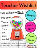 Gumball Teacher Wishlist Editable Board | Meet the Teacher