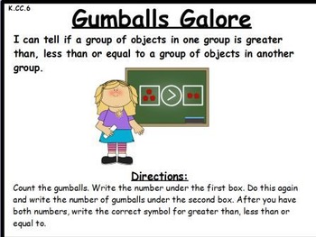 Preview of Gumballs Galore- Greater Than, Less Than or Equal: An Activeboard Activity
