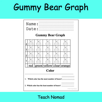 Preview of Gummy Bear Sorting Graph Math | Counting Activity | Sort by Colors