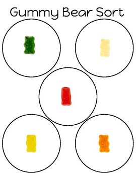 Preview of Gummy Bear PreK Kindergarten Sorting Math Activity
