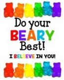 Gummy Bear Test Day Treat Label - Do your BEARY Best - FREE File