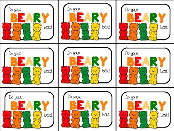 Preview of Gummy Bear Testing Motivation Treat Tags