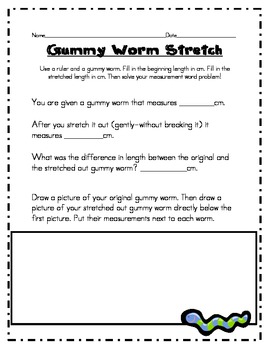 gummy worm stretch measurement word problems by growing
