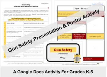 Preview of Gun Safety Presentation & Google Docs Poster Activity
