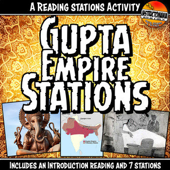 Preview of Gupta Empire Station Activity with Graphic Organizer, Ancient India Lesson