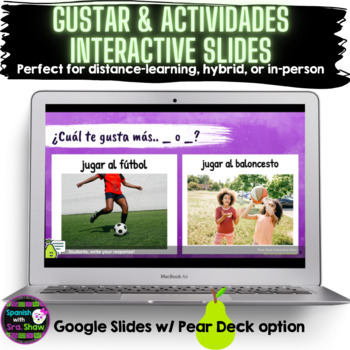 Preview of Gustar & Actividades Interactive Google Slides w/ Pear Deck Option