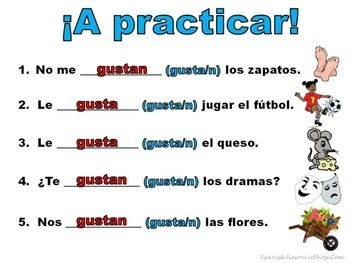 gustar and other spanish backwards verbs notes and practice powerpoint