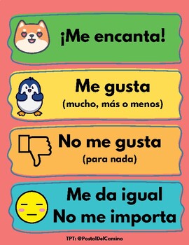 Preview of Gustar reaction posters | Spanish Classroom Decor | Gustar Handout