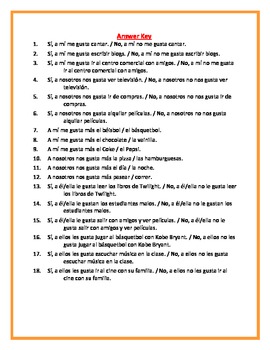 gustar with infinitives questions and answers worksheet by srastephanie