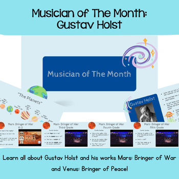 Preview of Gustav Holst: Musician of The Month Activities & The Planets