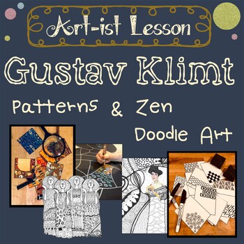 Preview of Gustav Klimt: ART LESSON - Patterns and Doodle Art