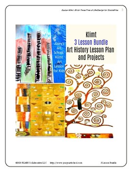 Preview of Gustav Klimt Art 3 Lesson Bundle Birch Trees Tree of Life K-6th Common Core