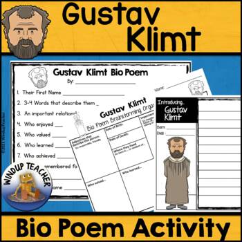 Preview of Gustav Klimt Biography Poem Activity and Writing Paper