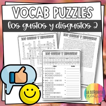 Gustos y Disgustos Vocab Puzzles Likes Word Search and Crossword