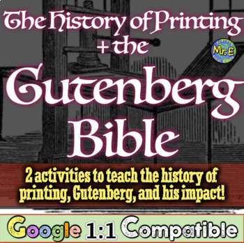 Preview of Gutenberg Bible Printing Press Timeline Activity + Web Quest Activity
