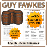 Guy Fawkes Word Search in English