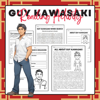 Preview of Guy Kawasaki - Reading Activity Pack | AAPI Heritage Month Activities