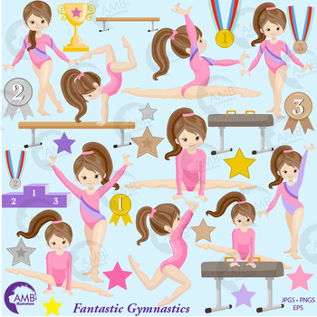 Preview of Gymnast Clipart, Gymnast Girls Clipart, Best Teacher Tools} AMB-2139