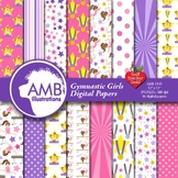 Gymnast Digital Papers, Girl Gymasts Scrapbooking Paper AMB-2145