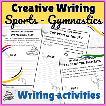 Preview of Gymnastics Creative Writing Prompts for the Summer & Writing Worksheets