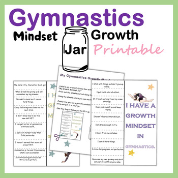 Preview of Gymnastics Growth Mindset Jar Great way to stay motivated. It is Printable