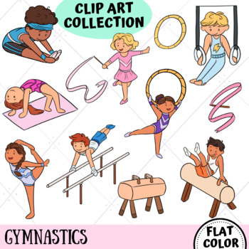 Preview of Gymnastics Kids Clip Art Collection (FLAT COLOR ONLY)