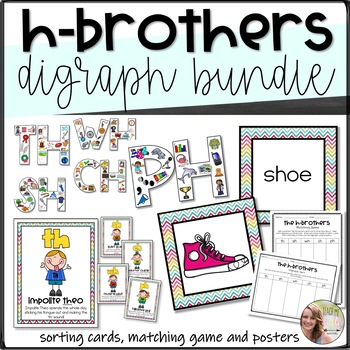 Preview of H-Brothers Digraph Bundle- sorting cards, matching game, classroom posters