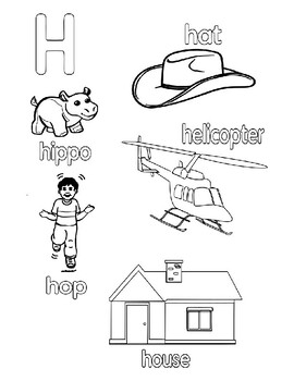 H Colouring Page - A1/A2 Young Learner Vocabulary by MICHELLE MUNOZ