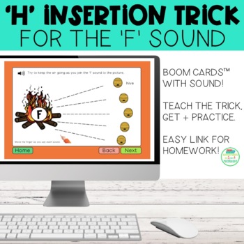 Preview of H Insertion Trick for the F Sound | Boom Cards™ | Speech Therapy